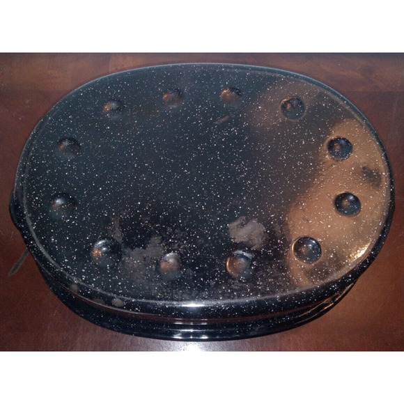 Oval Lisk enamel black speckled oven roasting pan 14" x 9.5" x 7" - Picture 8 of 10